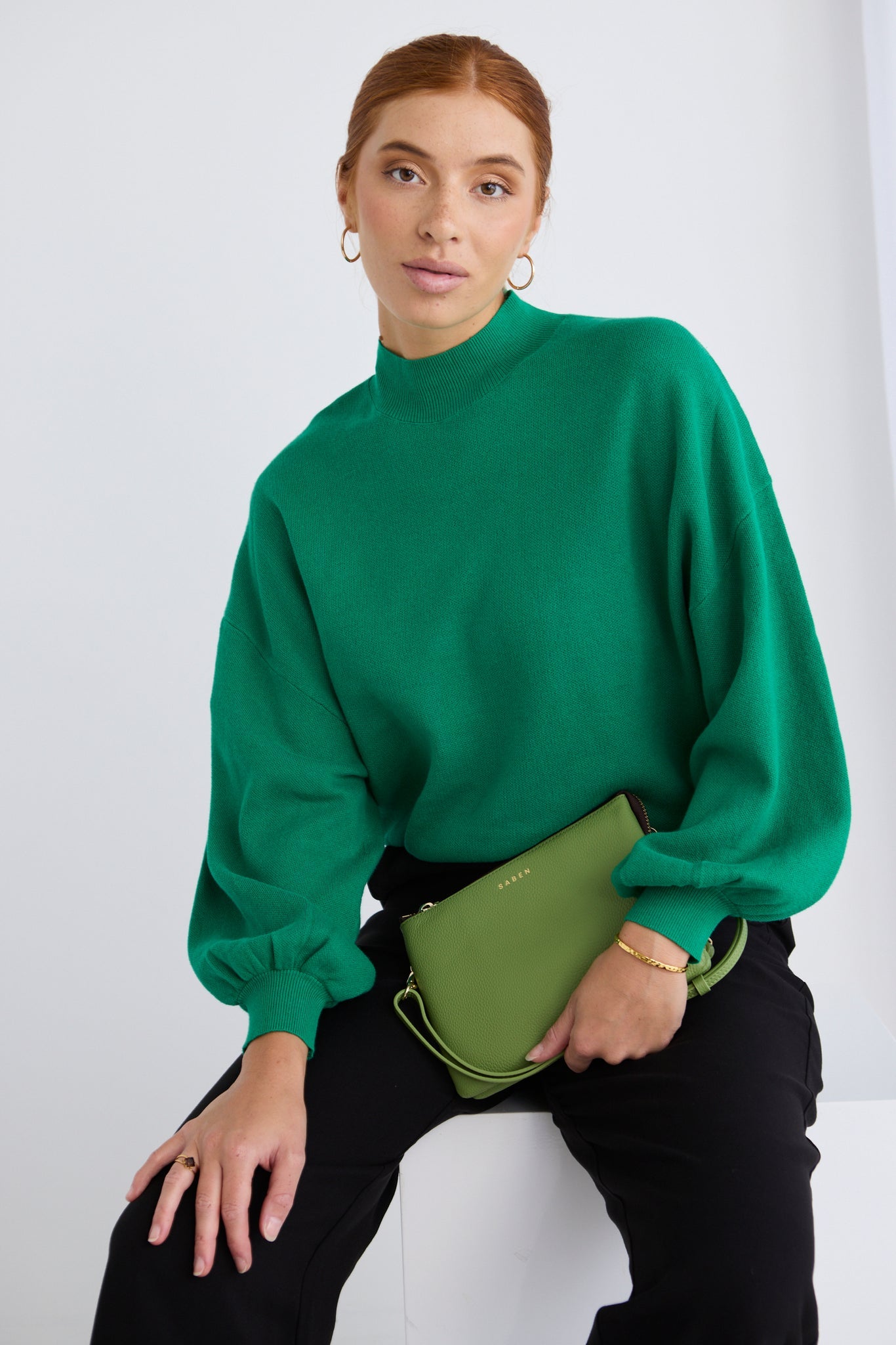 IVY + JACK MOTIVATION FUNNEL NECK FINE KNIT JUMPER