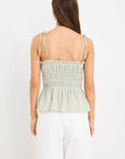 AMONG THE BRAVE MUSINGS SAGE GINGHAM TIE STRAP CAMI