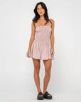 RUSTY MIMI SMOCKED STRIPE MINI DRESS