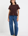 STORIES BE TOLD NEAT SLUB SHIRRED DETAIL SS TEE