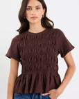 STORIES BE TOLD NEAT SLUB SHIRRED DETAIL SS TEE