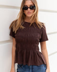 STORIES BE TOLD NEAT SLUB SHIRRED DETAIL SS TEE