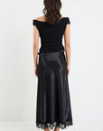 GEORGIA ZOE MARGARITA SATIN LACE TRIM BIAS MAXI SKIRT