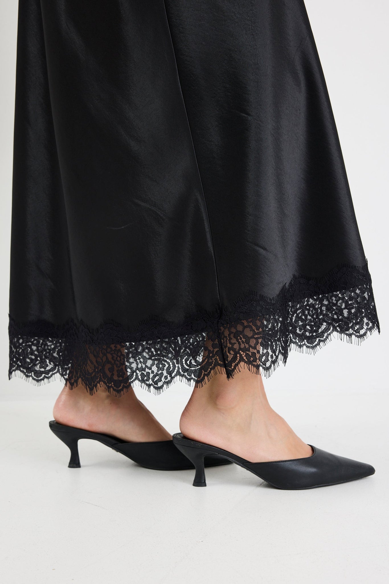 GEORGIA ZOE MARGARITA SATIN LACE TRIM BIAS MAXI SKIRT