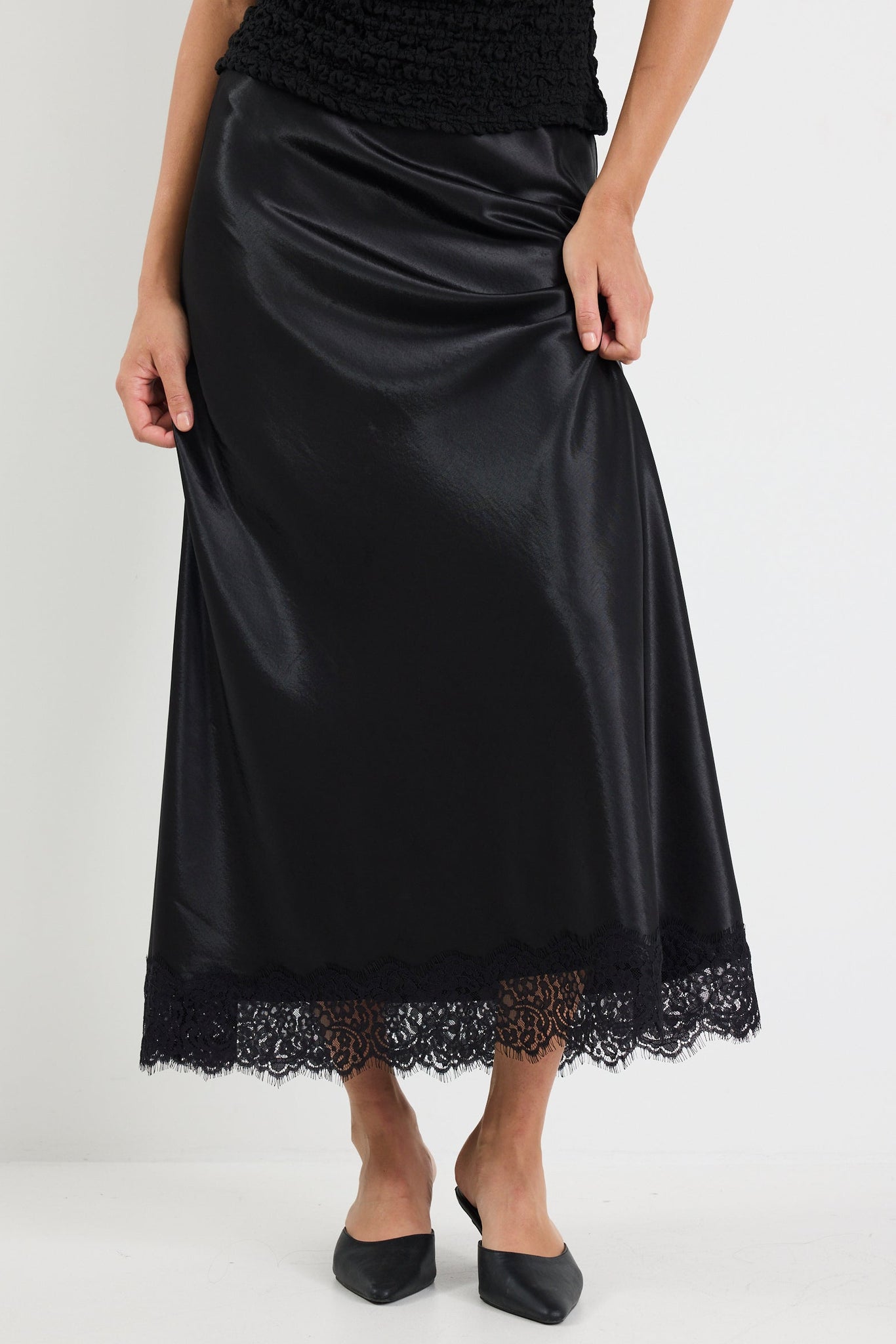 GEORGIA ZOE MARGARITA SATIN LACE TRIM BIAS MAXI SKIRT – Boutique