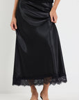 GEORGIA ZOE MARGARITA SATIN LACE TRIM BIAS MAXI SKIRT