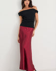 BY ROSA. PRESERVE SATIN FLOATY BIAS MIDI SKIRT