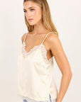 STORIES BE TOLD NOCTURNE SATIN LACE TRIM CAMI