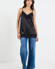 GEORGIA ZOE NOIR SATIN LACE TRIM CAMI