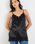 GEORGIA ZOE NOIR SATIN LACE TRIM CAMI