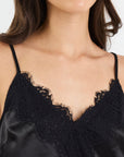 GEORGIA ZOE NOIR SATIN LACE TRIM CAMI