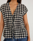 IVY + JACK NOUVEAU BLACK GINGHAM TIE FRONT VEST
