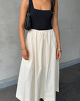 RE:UNION OBSIDIAN SQUARE NECK CONTRAST MIDI DRESS