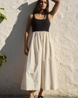 RE:UNION OBSIDIAN SQUARE NECK CONTRAST MIDI DRESS
