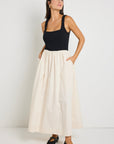 RE:UNION OBSIDIAN SQUARE NECK CONTRAST MIDI DRESS