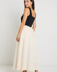 RE:UNION OBSIDIAN SQUARE NECK CONTRAST MIDI DRESS