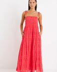 IVY + JACK OFFSHORE POPPY COTTTON SHIRRED STRAPPY MAXI DRESS