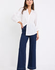 IVY + JACK ORNAMENTAL WHITE LACE INSERT PINTUCK SS SHIRT