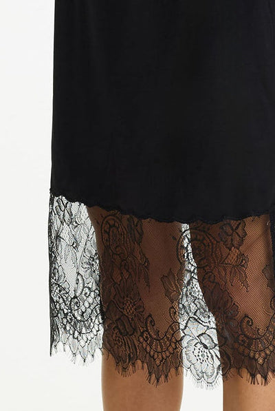 BLAK PARISIAN GIRL SATIN LACE SKIRT