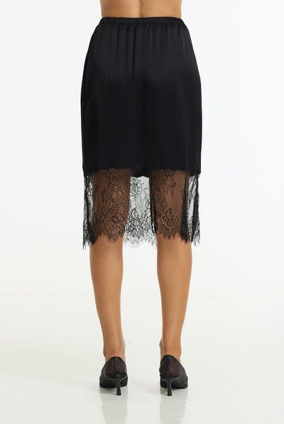 BLAK PARISIAN GIRL SATIN LACE SKIRT