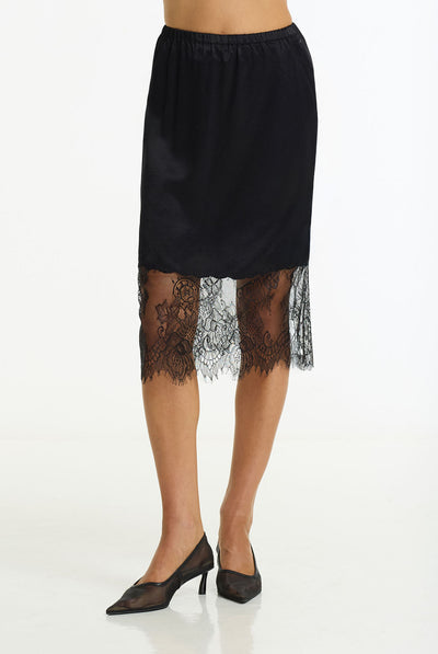 BLAK PARISIAN GIRL SATIN LACE SKIRT