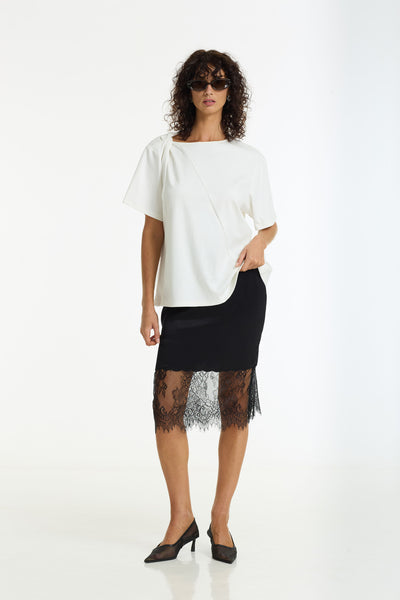 BLAK PARISIAN GIRL SATIN LACE SKIRT