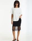 BLAK PARISIAN GIRL SATIN LACE SKIRT