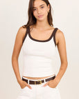 RE:UNION PEBBLE CONTRAST BINDING RIB SINGLET TANK