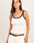 RE:UNION PEBBLE CONTRAST BINDING RIB SINGLET TANK