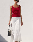 RE:UNION SAIL LINEN WRAP BIAS MAXI SKIRT