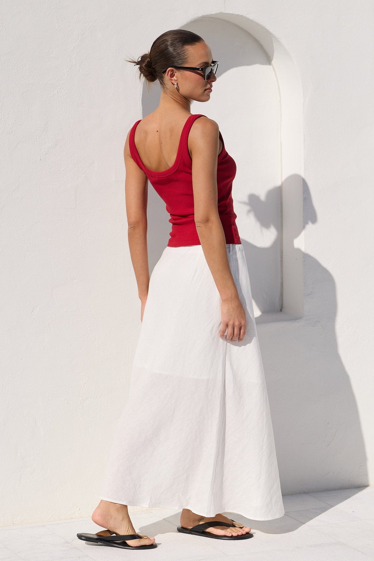 RE:UNION SAIL LINEN WRAP BIAS MAXI SKIRT