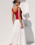 RE:UNION SAIL LINEN WRAP BIAS MAXI SKIRT