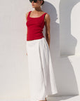 RE:UNION SAIL LINEN WRAP BIAS MAXI SKIRT