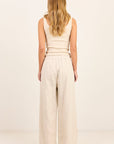 RE:UNION CURATOR LINEN PLEAT FRONT WIDE LEG PANTS