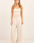RE:UNION CURATOR LINEN PLEAT FRONT WIDE LEG PANTS