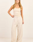 RE:UNION CURATOR LINEN PLEAT FRONT WIDE LEG PANTS