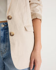 RE:UNION PILLAR CREAM LINEN 2 BUTTON BLAZER