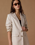 RE:UNION PILLAR CREAM LINEN 2 BUTTON BLAZER