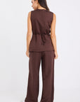 RE:UNION POLARITY LINEN VISCOSE CREW NECK FITTED VEST
