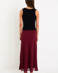 STORIES BE TOLD EMPORIUM POLKA DOT SATIN BIAS CUT MIDI SKIRT