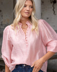 IVY+JACK PREMISE BUTTON FRONT HIGH NECK BLOUSE
