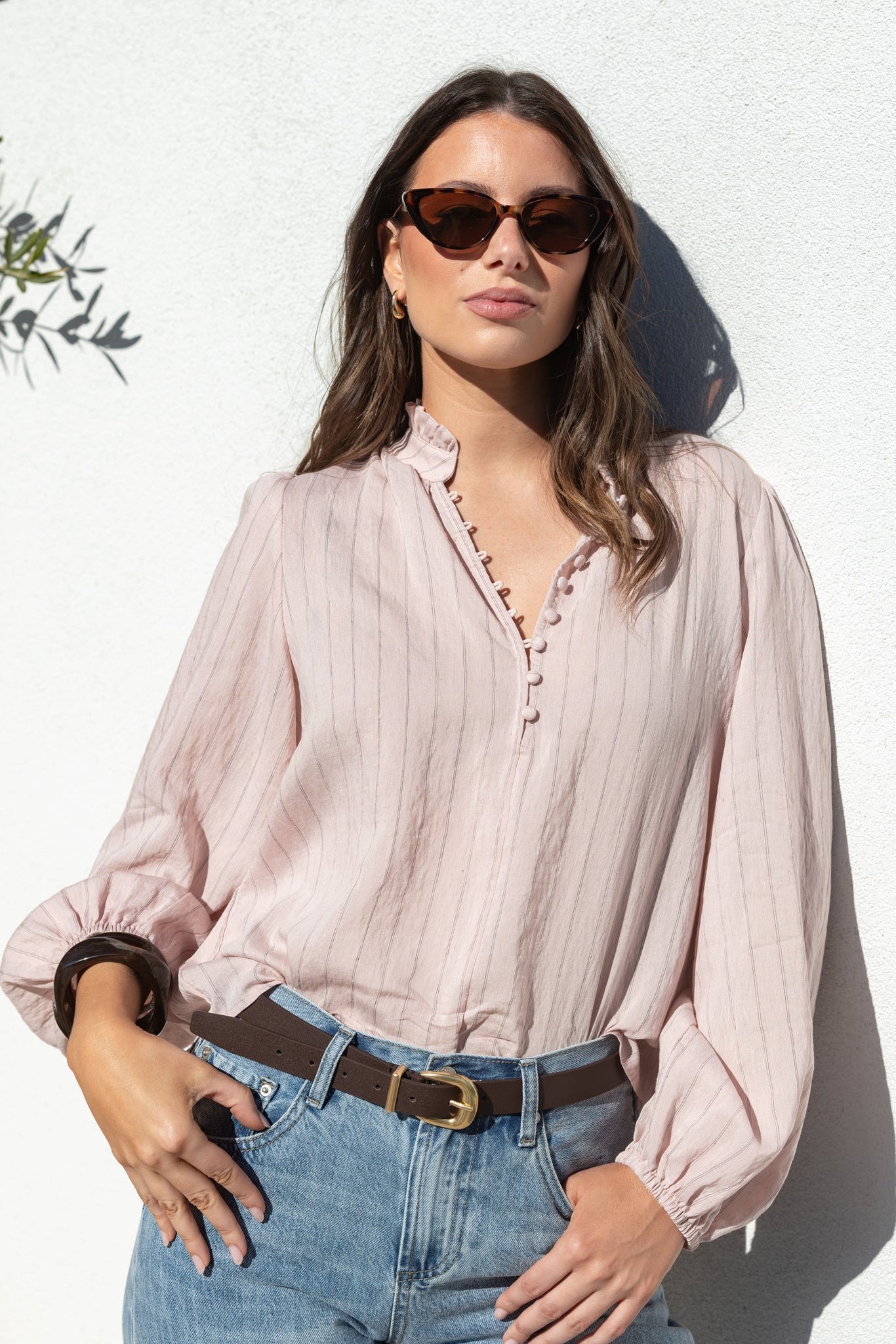 IVY + JACK PREMISE STRIPE HIGH NECK LS TOP