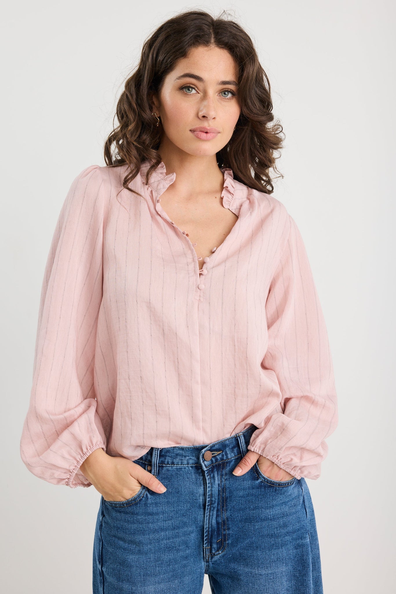 IVY + JACK PREMISE STRIPE HIGH NECK LS TOP