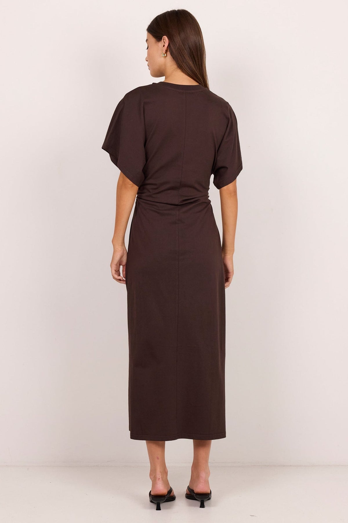 RE:UNION PULSE COTTON GATHERED WAIST DETAIL SHORT SLEEVE DRESS