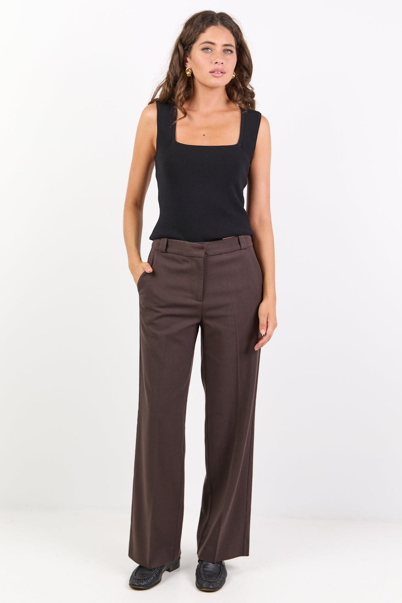 AMONG THE BRAVE JAUNTY SLANT POCKET WIDE LEG PANTS