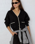 IVY + JACK RAPPORT V NECK CONTRAST EDGE CARDIGAN