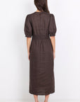 RE:UNION RELATIVE LINEN PUFF SLEEVE MAXI DRESS