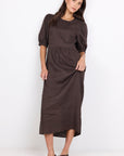 RE:UNION RELATIVE LINEN PUFF SLEEVE MAXI DRESS