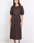 RE:UNION RELATIVE LINEN PUFF SLEEVE MAXI DRESS