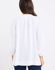 BY ROSA. RESTORATION LINEN BLEND FRONT MID SLEEVE BLOUSE